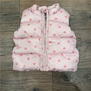 Old Navy Pink Heart Puffer Vest Baby 3-6M